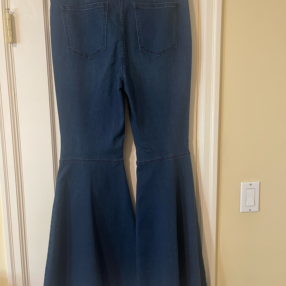 Free People Blue Flare Wide Leg Jeans